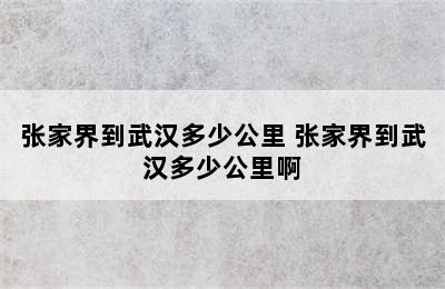 张家界到武汉多少公里 张家界到武汉多少公里啊